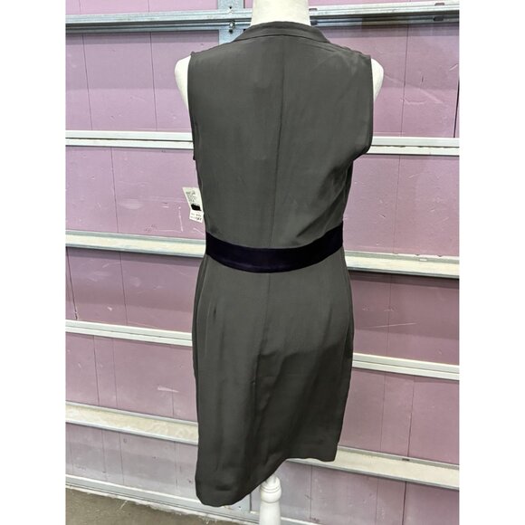 Nougat London Silk Dress Purple Detail Womens Sz 3 Peat Grey Career Money Preppy - Picture 3 of 10